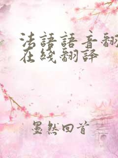 法语语音翻译器在线翻译