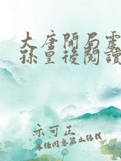 大唐开局震惊长孙皇后阅读全文