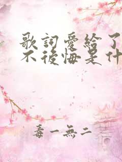 歌词爱给了你我不后悔是什么歌