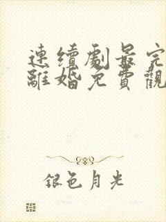 连续剧最完美的离婚免费观看