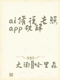 ai修复老照片app破解