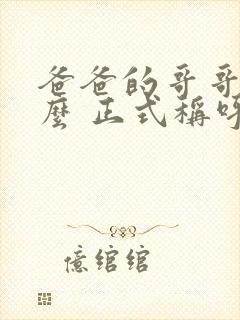 爸爸的哥哥叫什么 正式称呼