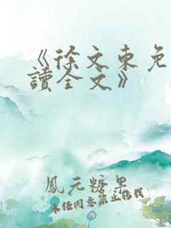 《徐文东免费阅读全文》