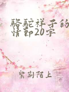 骆驼祥子的主要情节20字