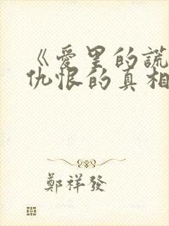 《爱里的谎言,仇恨的真相