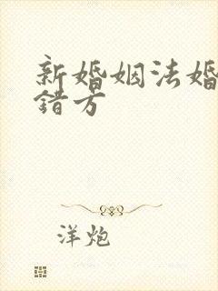 新婚姻法婚姻过错方