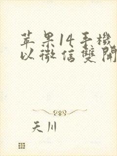 苹果14手机可以微信双开吗