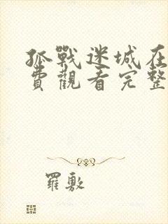 孤战迷城在线免费观看完整版