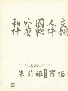 和外国人交流用什么软件翻译