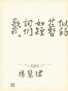 歌词如花似梦是我们短暂的相逢