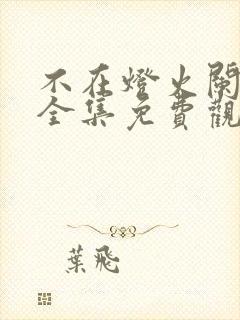 不在灯火阑珊处全集免费观看