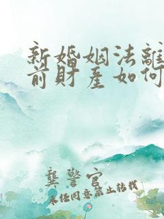 新婚姻法离婚婚前财产如何分割