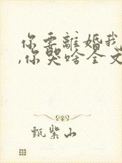 你要离婚我同意,你哭啥全文在线阅读