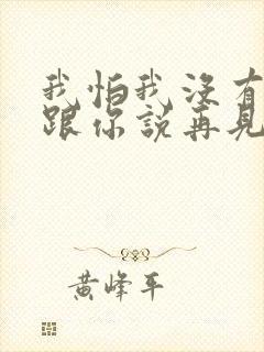 我怕我没有机会跟你说再见是什么歌词