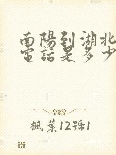 南阳到湖北大巴电话是多少