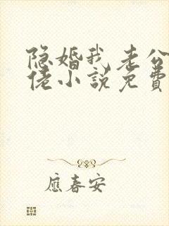 隐婚我老公是大佬小说免费阅读