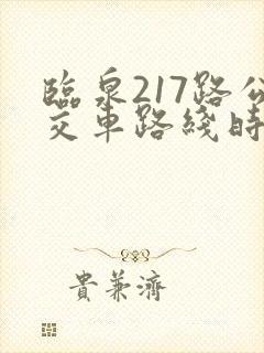 临泉217路公交车路线时间表