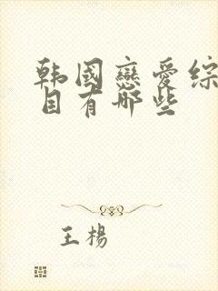 韩国恋爱综艺节目有哪些