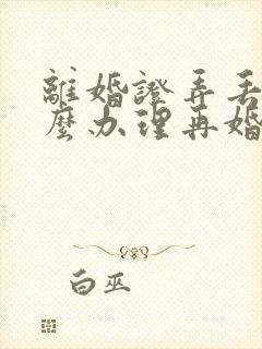 离婚证弄丢了怎么办理再婚