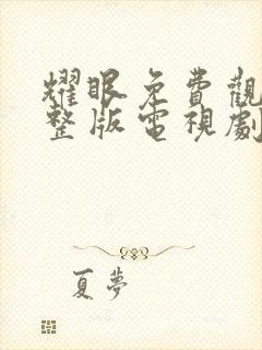 耀眼免费观看完整版电视剧全集