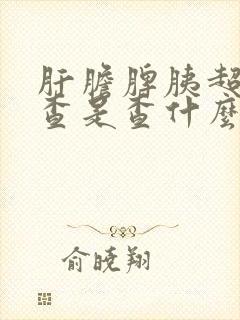 肝胆脾胰超声检查是查什么