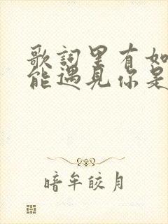 歌词里有如果还能遇见你是什么歌