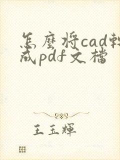 怎么将cad转成pdf文档