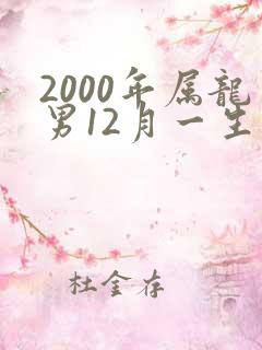 2000年属龙男12月一生命运