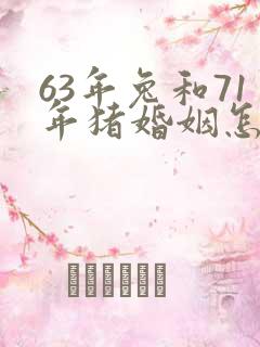 63年兔和71年猪婚姻怎么样