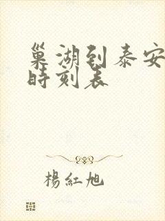 巢湖到泰安高铁时刻表