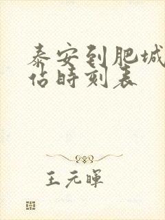 泰安到肥城汽车站时刻表