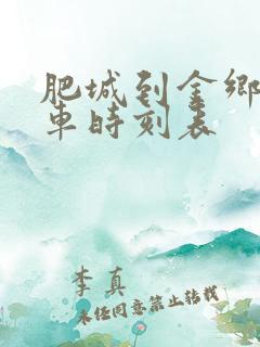 肥城到金乡的汽车时刻表