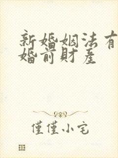 新婚姻法有没有婚前财产