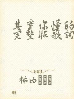 其实你懂的原唱完整版歌词