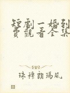 短剧一婚到底免费观看全集高清