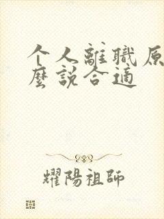 个人离职原因怎么说合适