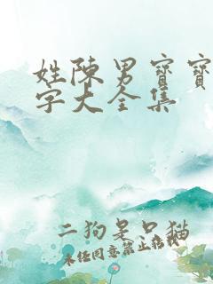 姓陈男宝宝取名字大全集