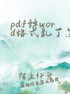pdf转word格式乱了怎么调