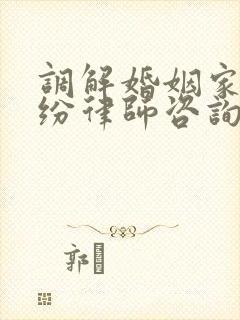 调解婚姻家庭纠纷律师咨询