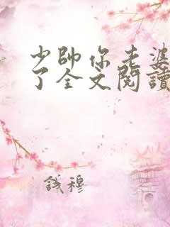 少帅你老婆又跑了全文阅读全文