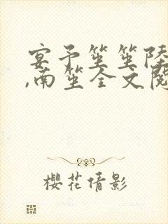 宴予笙笙陆时宴,南笙全文阅读