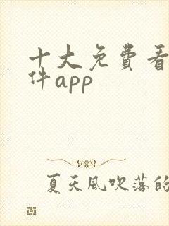 十大免费看片软件app