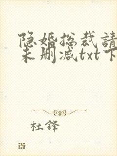 隐婚总裁请签字未删减txt下载