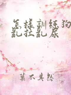 怎样训练狗狗不乱拉乱尿