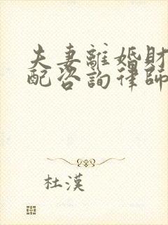 夫妻离婚财产分配咨询律师