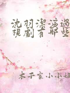 沈羽洁演过的电视剧有哪些