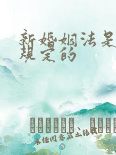 新婚姻法是怎么规定的