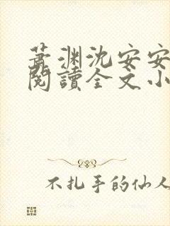 萧渊沈安安免费阅读全文小说