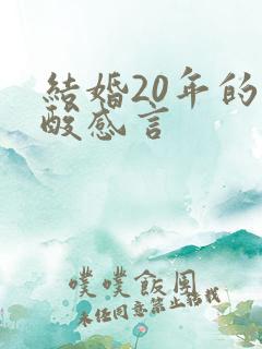 结婚20年的心酸感言