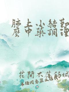 肺上小结节吃什么中药调理